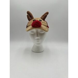 Mud Pie Reindeer Christmas Visor Hat Buffalo Plaid Toddler 2T-5T Plush